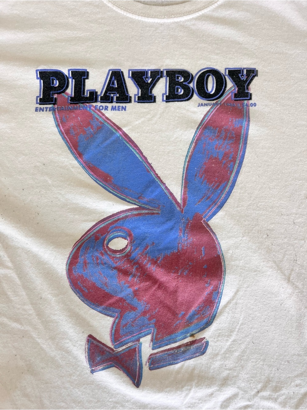Vintage January 1986 PLAYBOY Pop Art Cover T-Shirt White Size XL - Picture 3 of 8